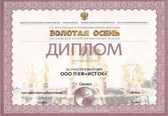 Диплом Золотая Осень, Москва, 2007г